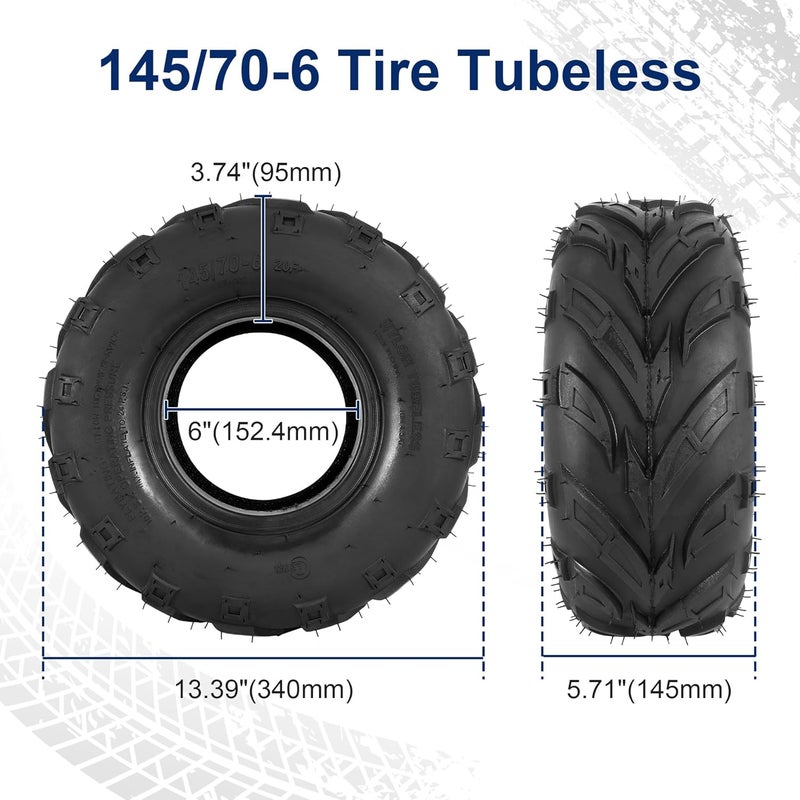 MTATCN 145/70-6 Tire 145 70-6 Tubeless for Coleman CC100X CT100U Baja Blitz Dirt Bug Doodle Bug DB30 Motovox MBX10 MBX11 MBX12 Powersports Mini Bikes Kazuma Roketa 110cc ATV Quad Go Karts - Image 2